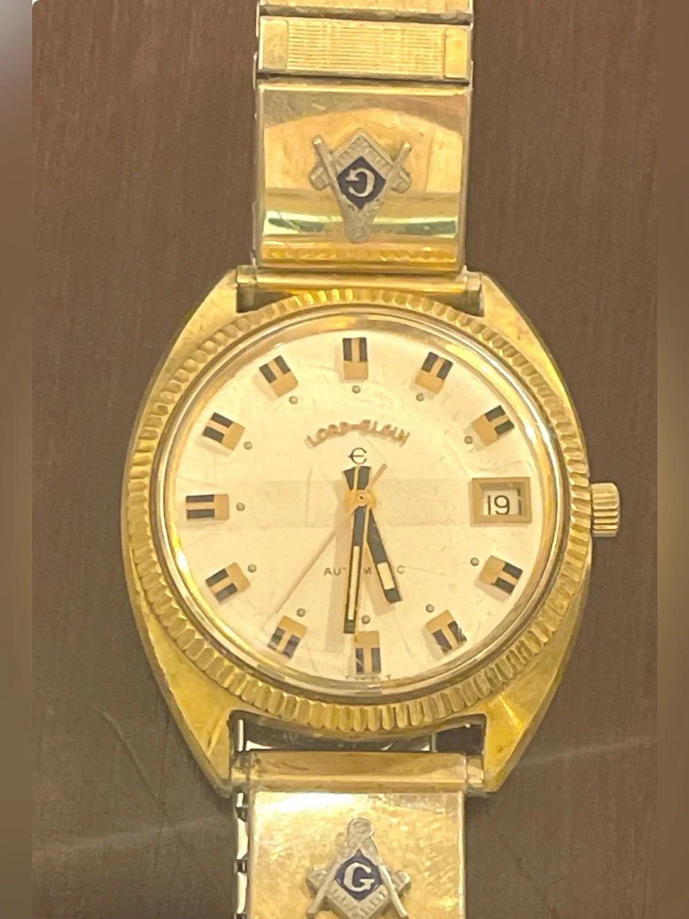 Lord Elgin Vintage Watch Masonic  Mechanical 10 M Gold Electroplated Works